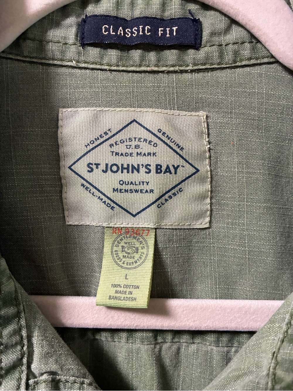 St. John's Bay Short-Sleeve Button-Down Shirt in Olive - Picture 3 of 3